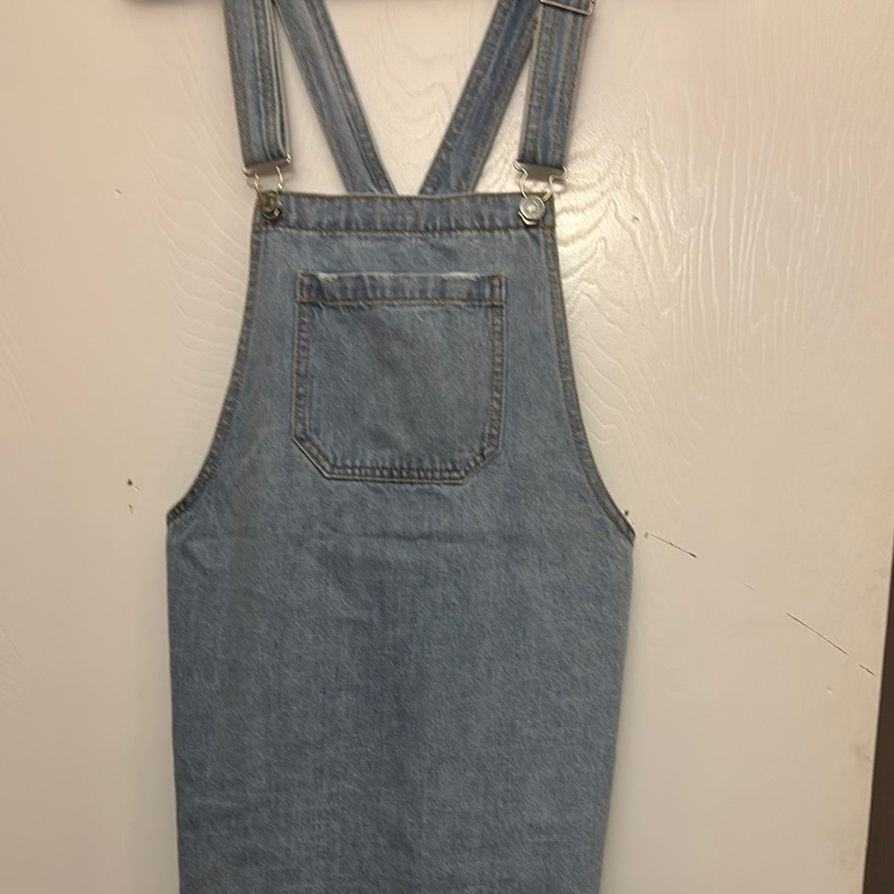 Short Blue Denim Overall Dress